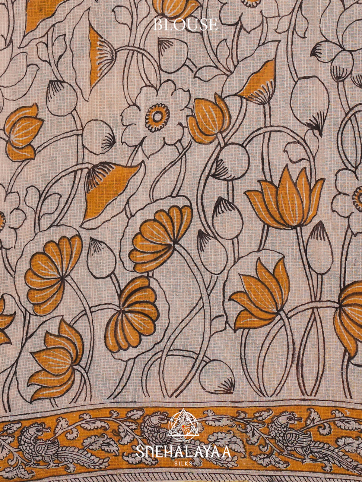 Off White Kota Saree with Kalamkari Prints