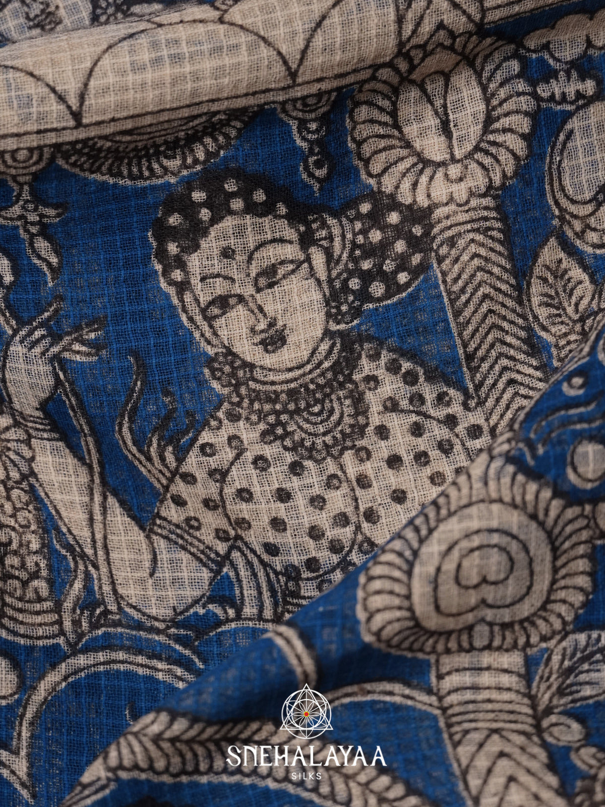Blue Kota Saree with Kalamkari Prints