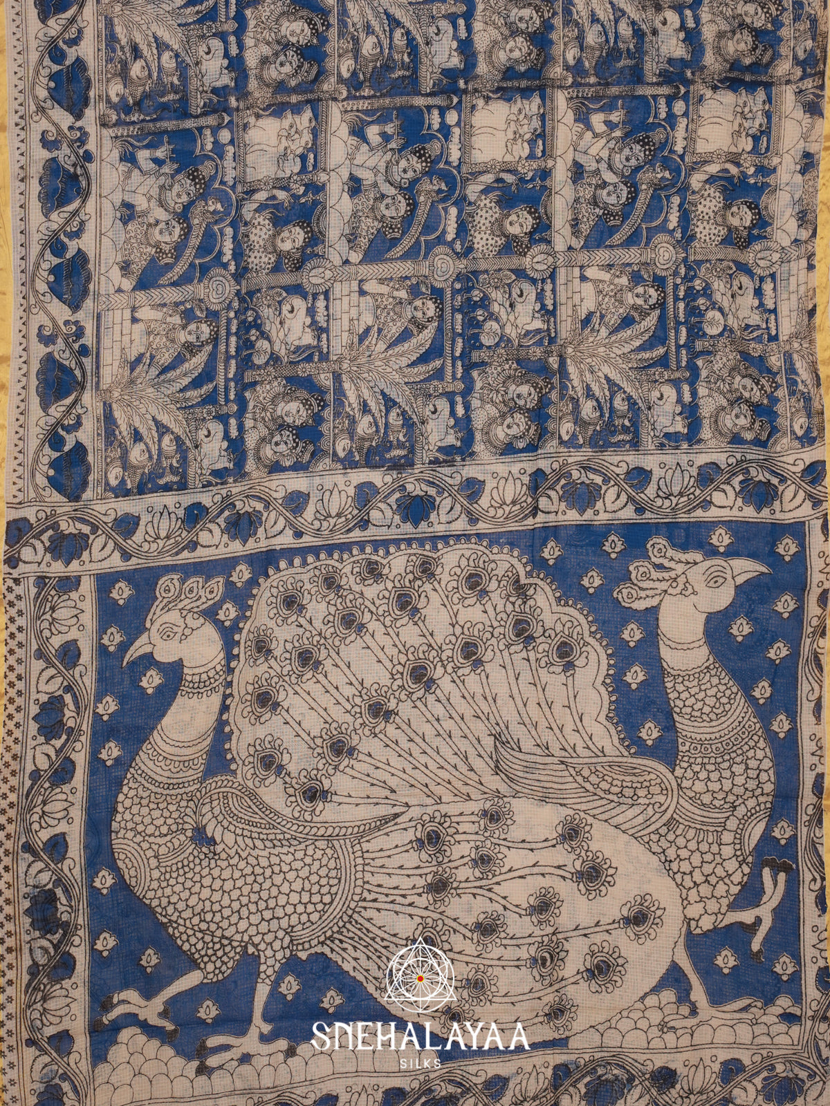 Blue Kota Saree with Kalamkari Prints