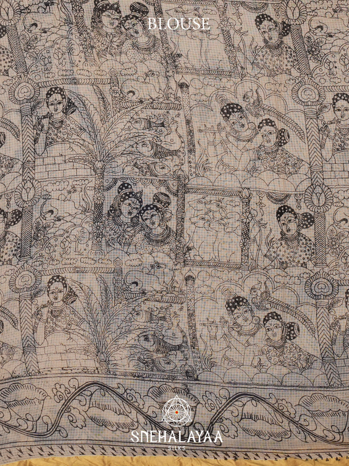 Blue Kota Saree with Kalamkari Prints