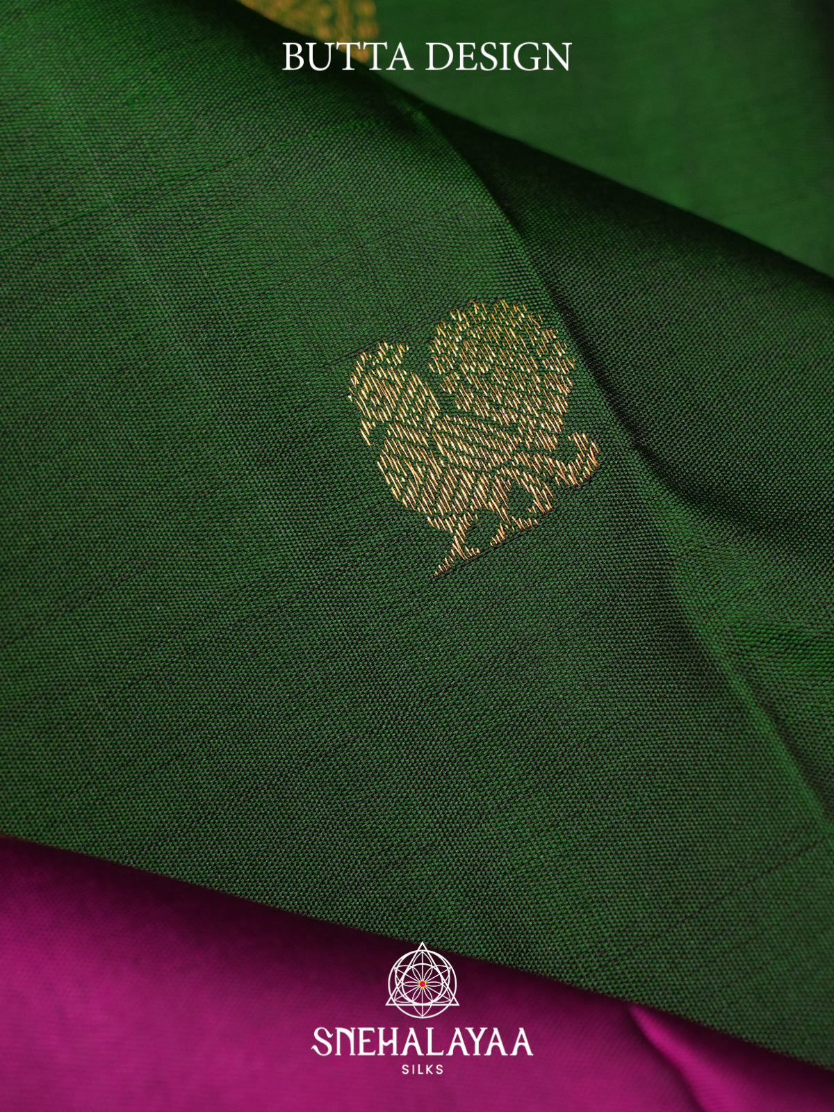 Emerald Green Kanjivaram Silk Saree with Magenta Zari Border