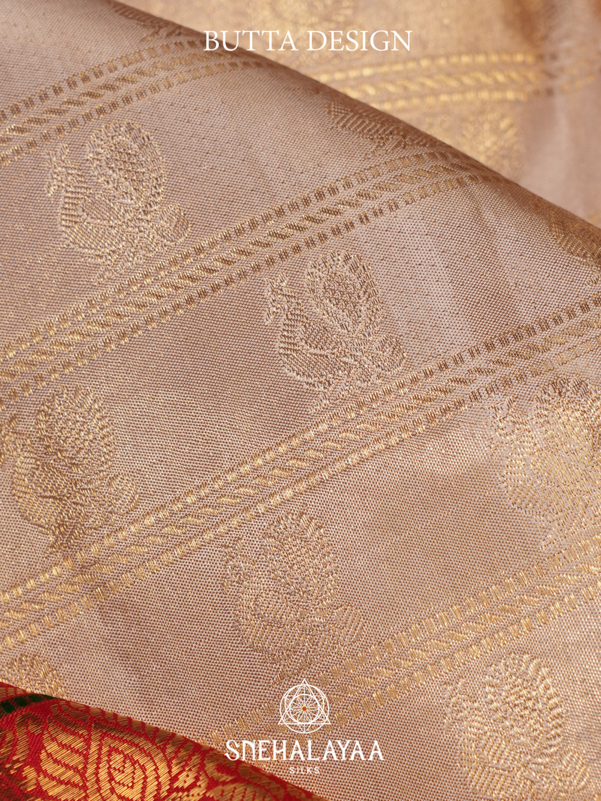 Cream Kanjivaram Silk Saree with Red Zari Border