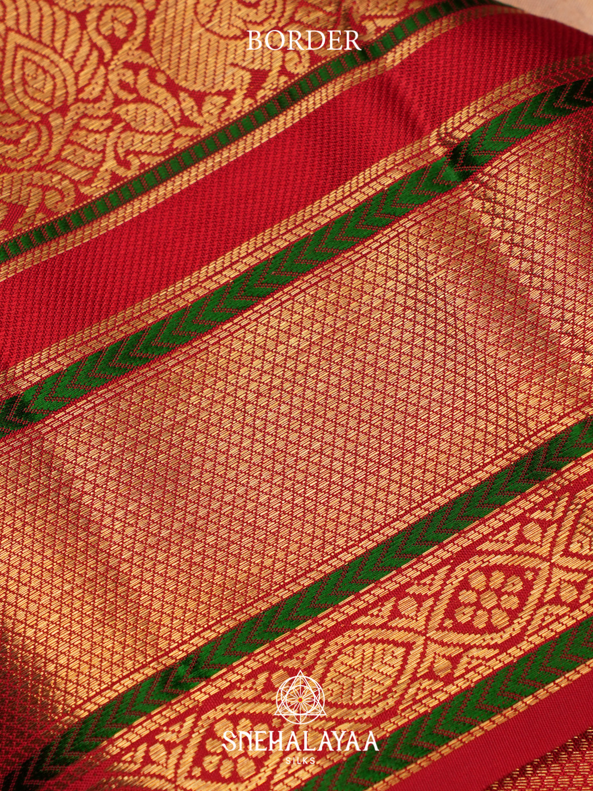 Cream Kanjivaram Silk Saree with Red Zari Border