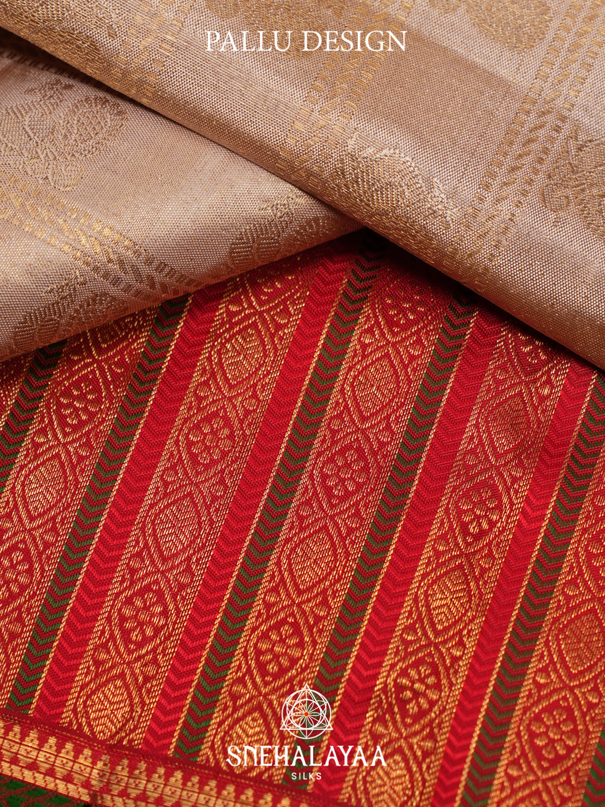 Cream Kanjivaram Silk Saree with Red Zari Border