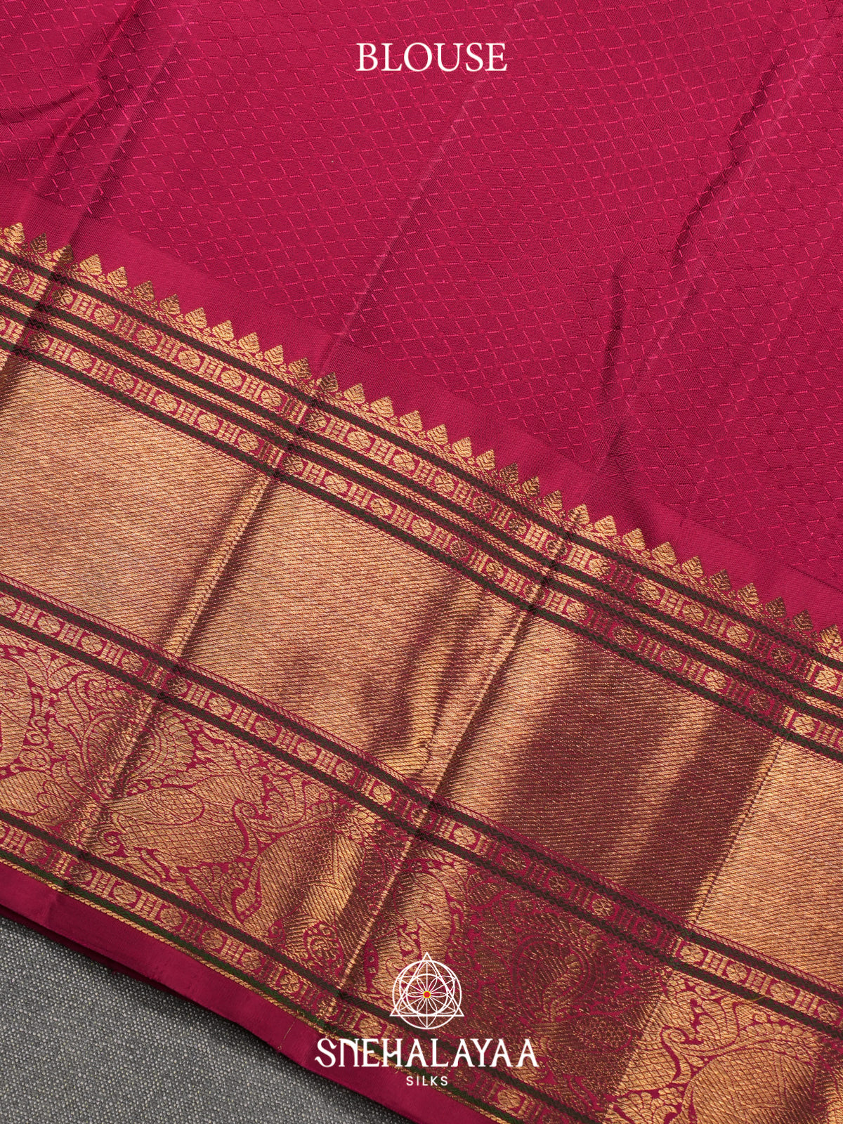 Pastel Pink and Lime Green Checked Kanjivaram Silk Saree with Rani Pink Peacock Zari Border