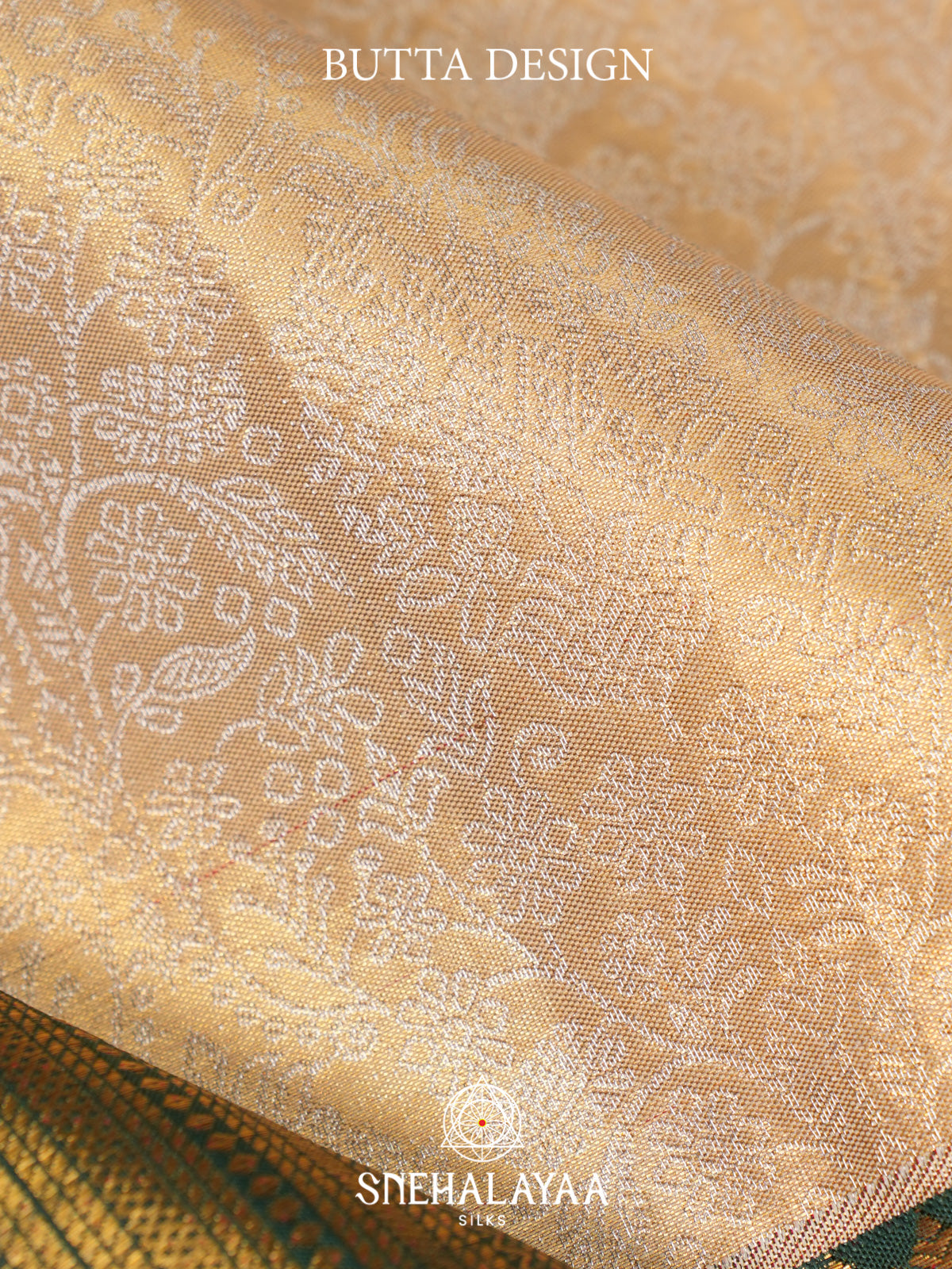 Beige Kanjivaram Silk Saree with Red and Green Zari Border