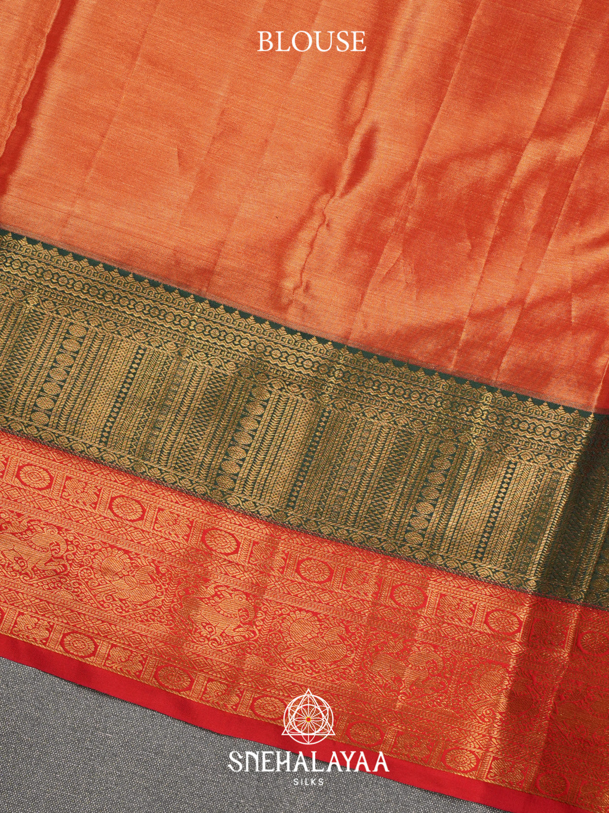 Beige Kanjivaram Silk Saree with Red and Green Zari Border