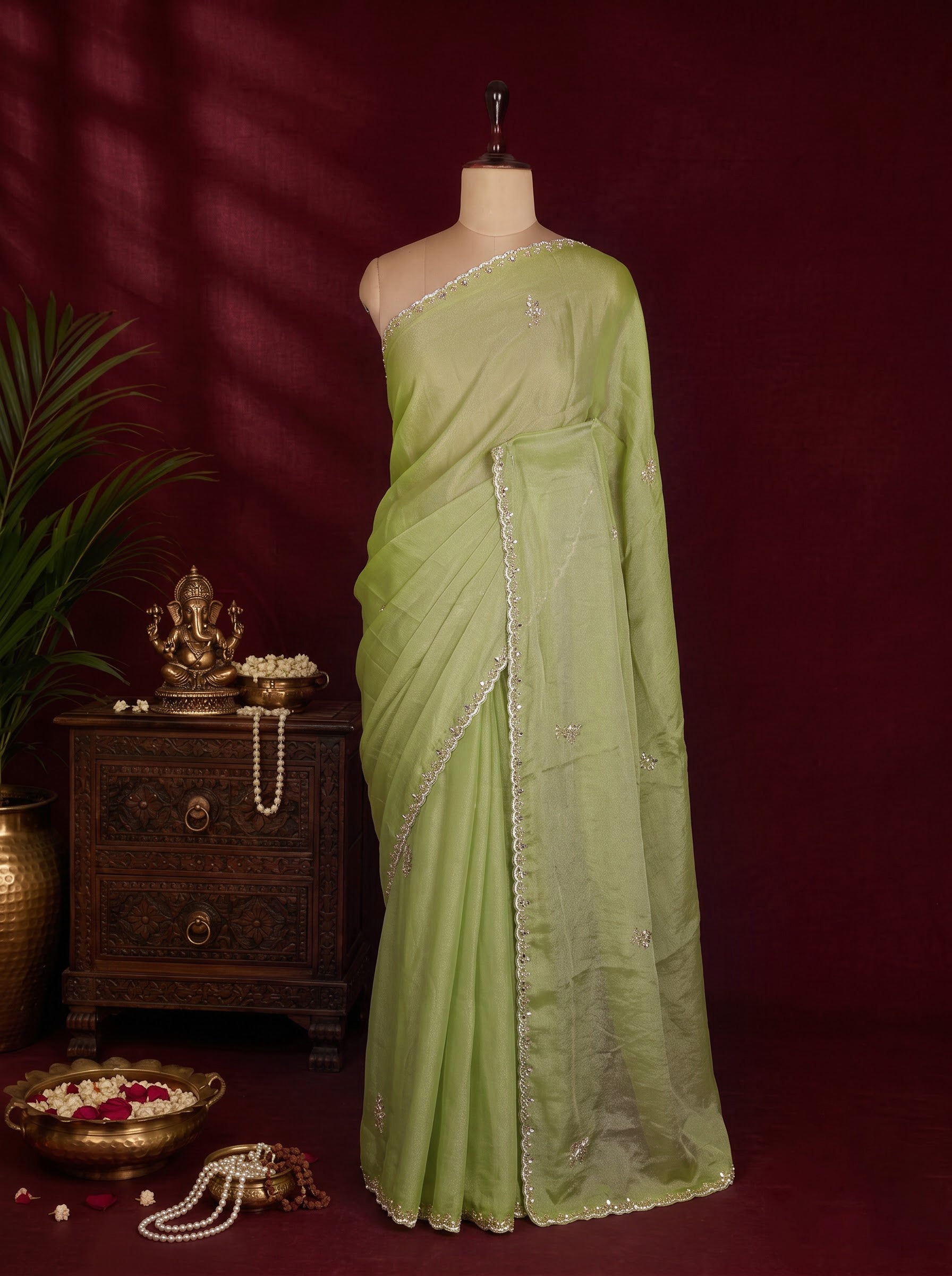Green Designer Saree