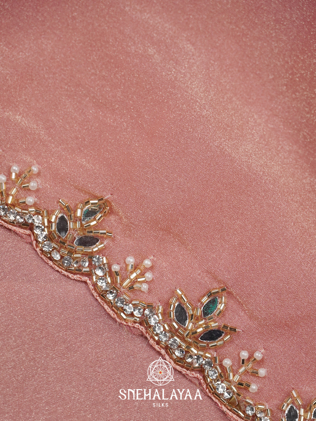 Pale Peach Designer Saree