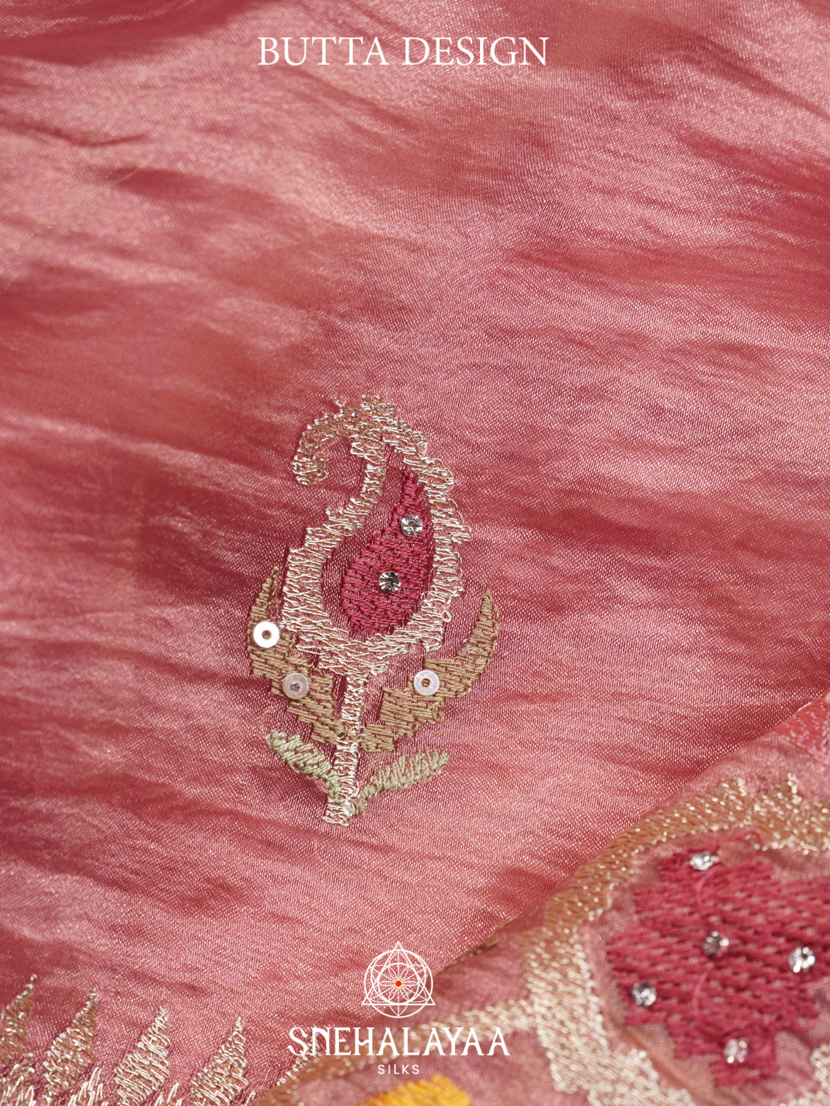 Pink Embroidered Organza Saree