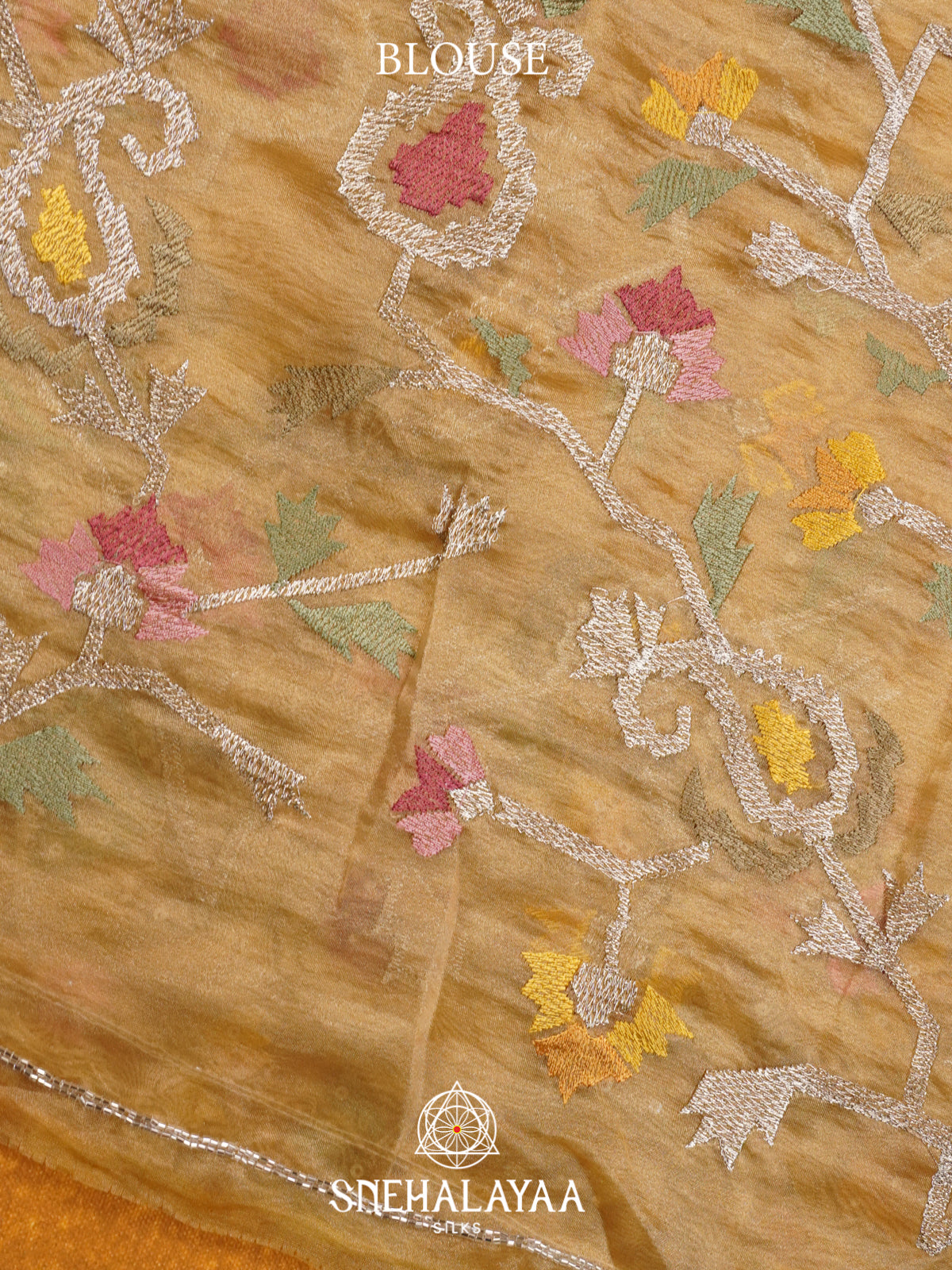Yellow Embroidered Organza Saree