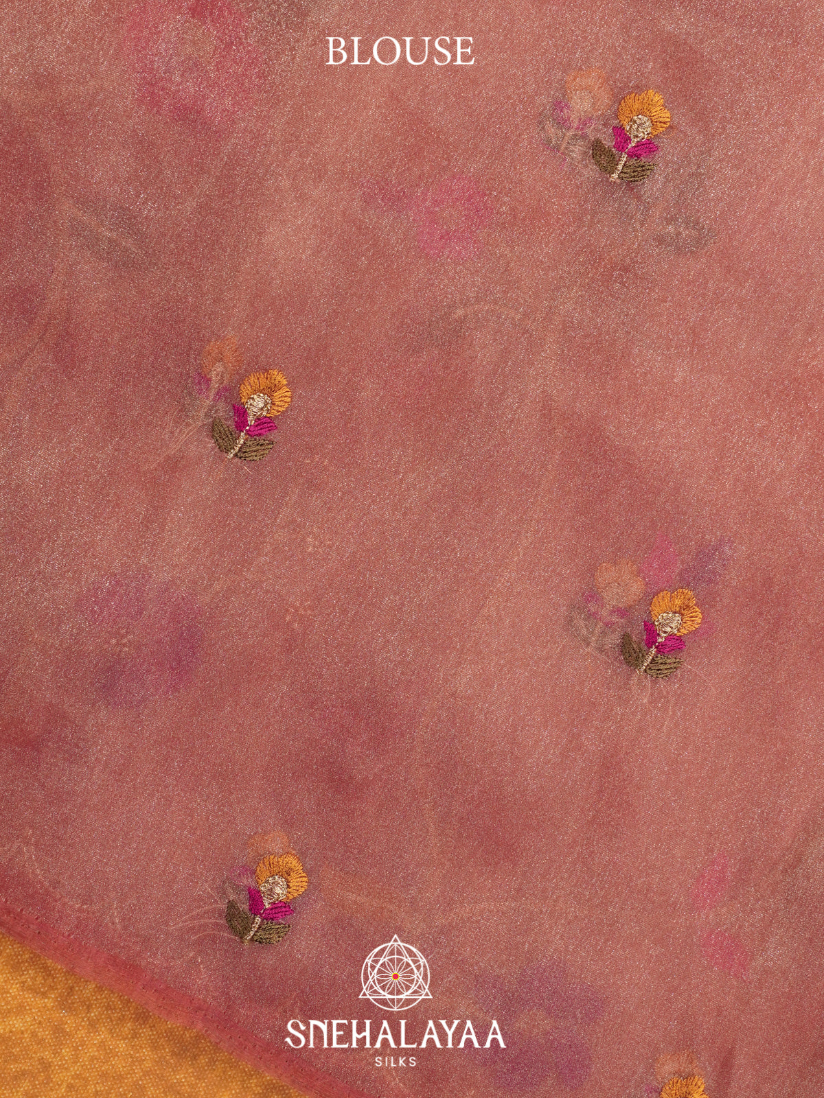 Peach Embroidered Organza Saree