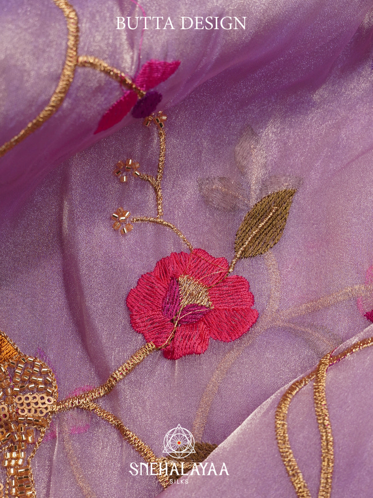 Lavender Embroidered Organza Saree