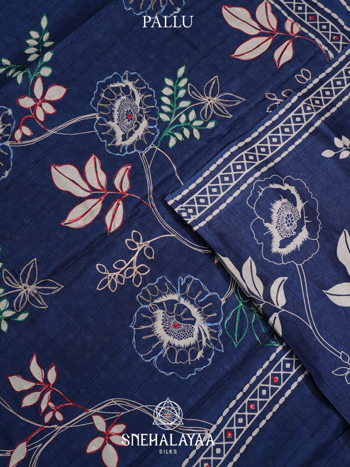 Navy Blue Tussar Saree