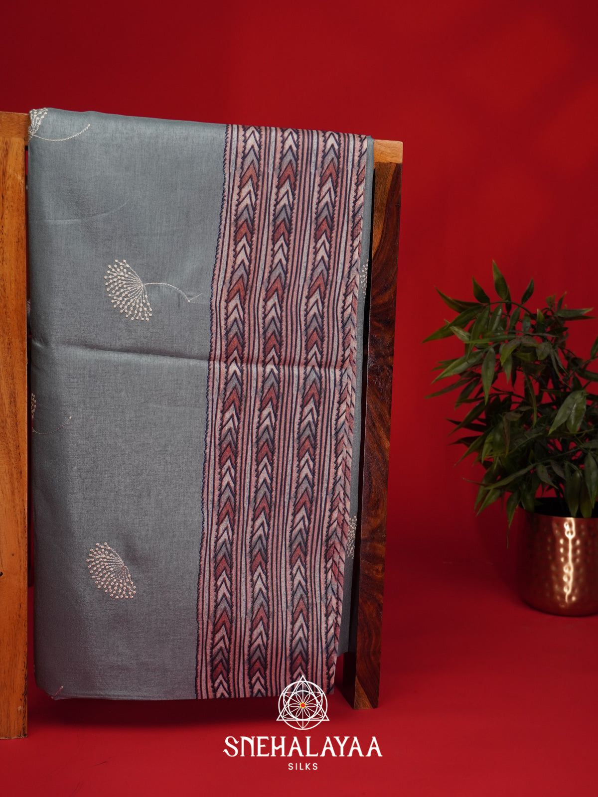 Slate Blue Tussar Saree