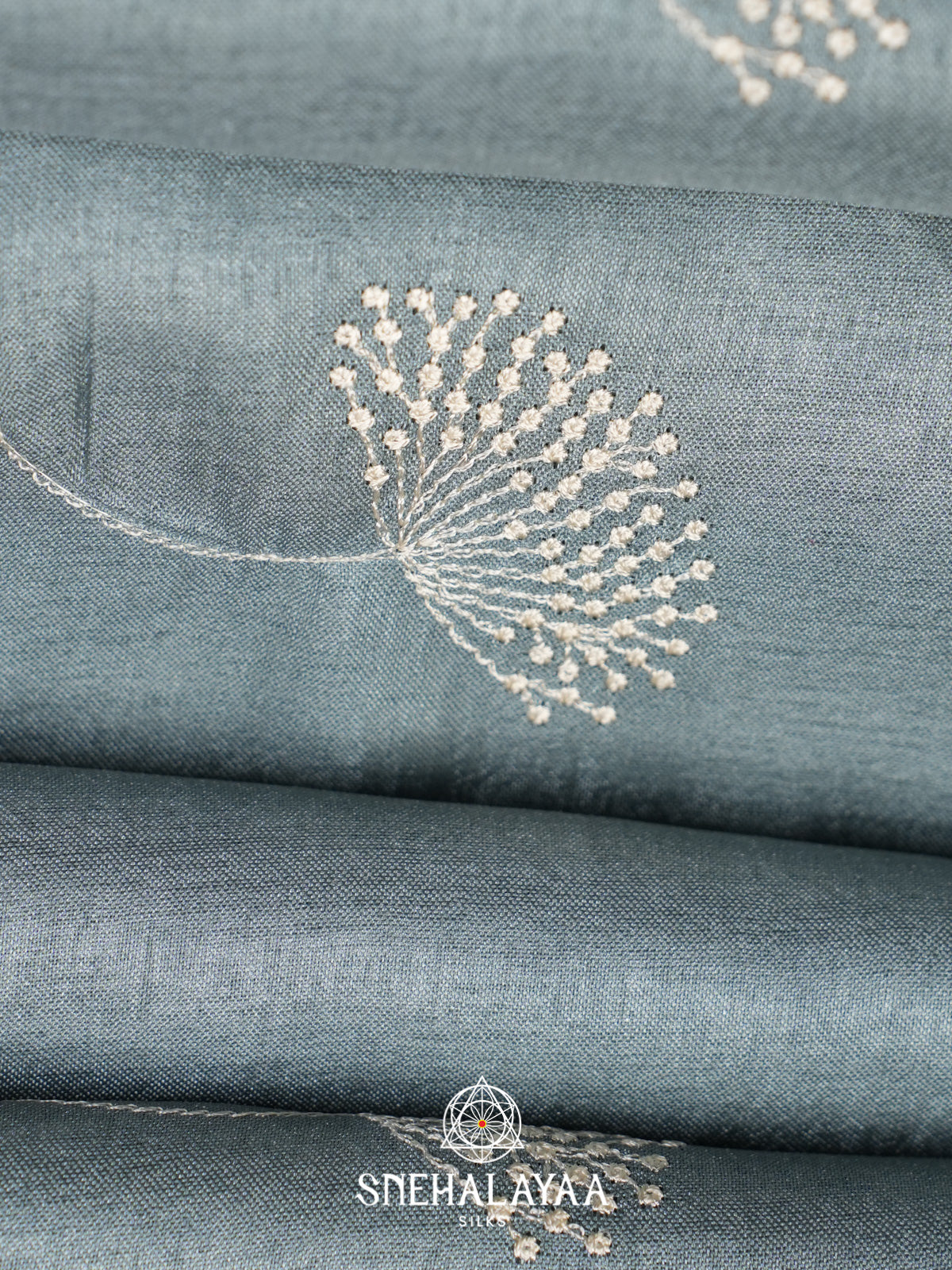 Slate Blue Tussar Saree