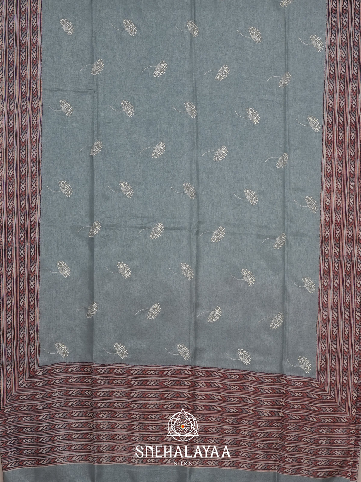 Slate Blue Tussar Saree