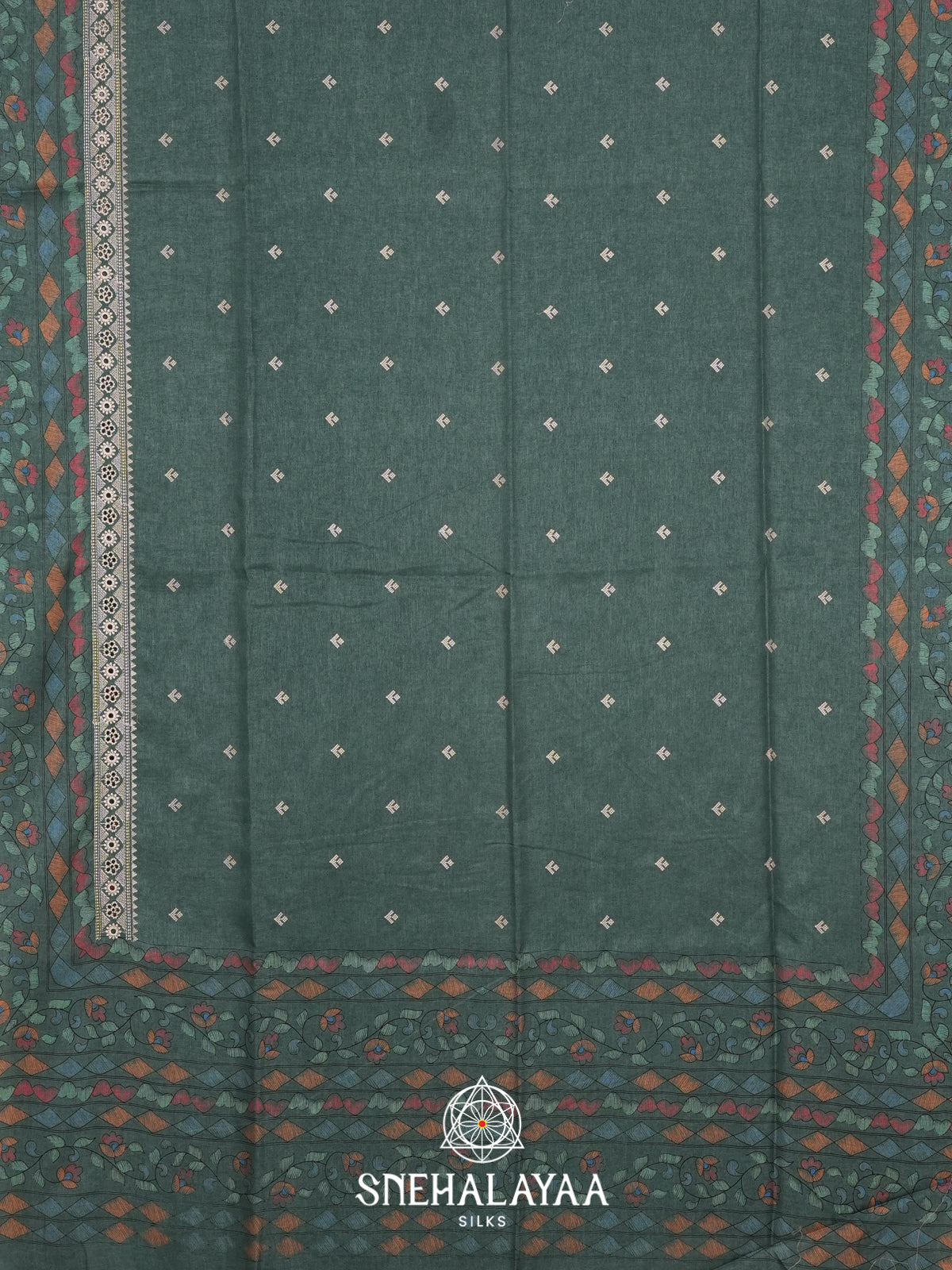 Green Tussar Saree