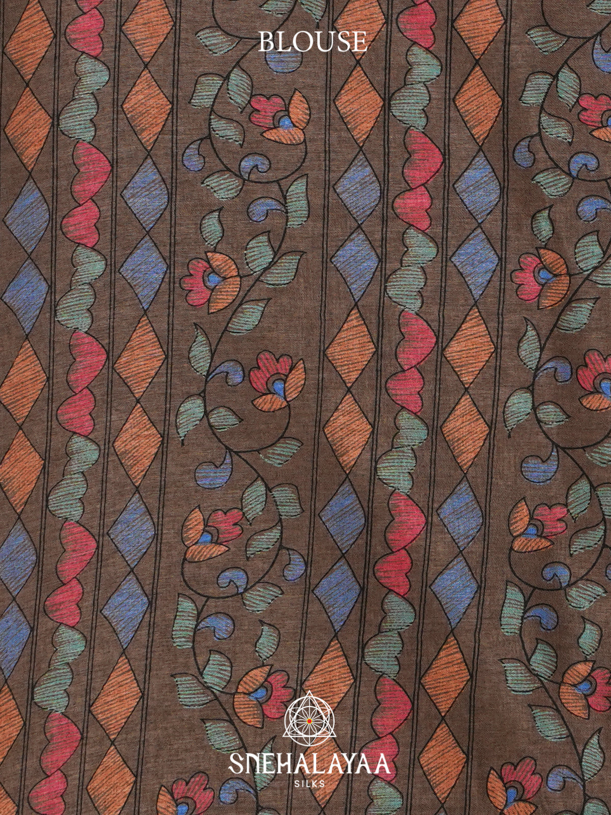 Khaki Brown Tussar Saree