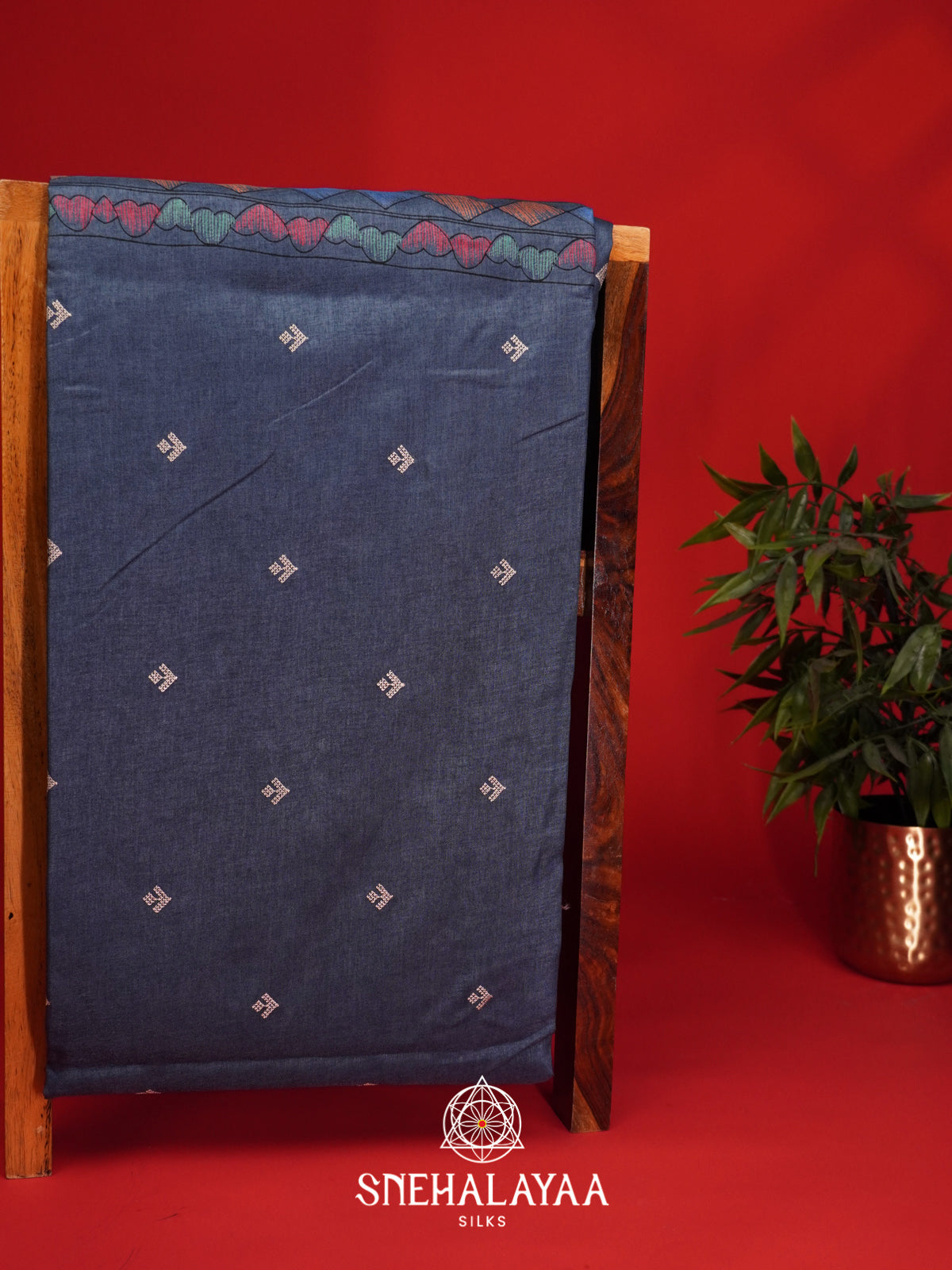 Ink Blue Tussar Saree