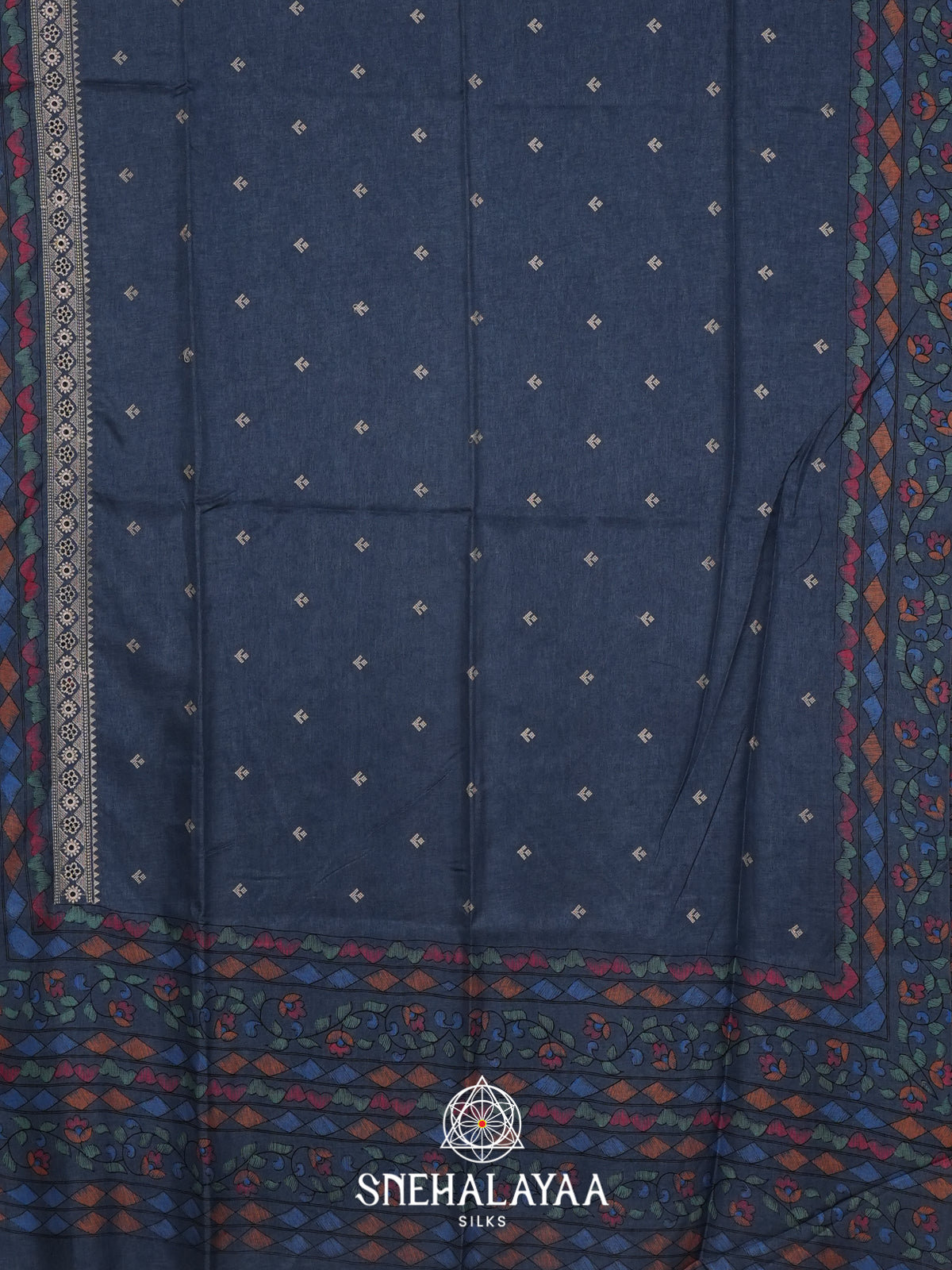Ink Blue Tussar Saree