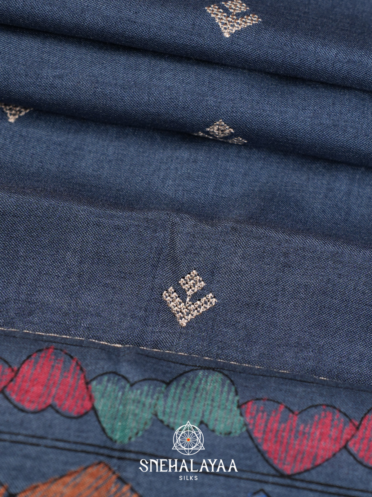 Ink Blue Tussar Saree