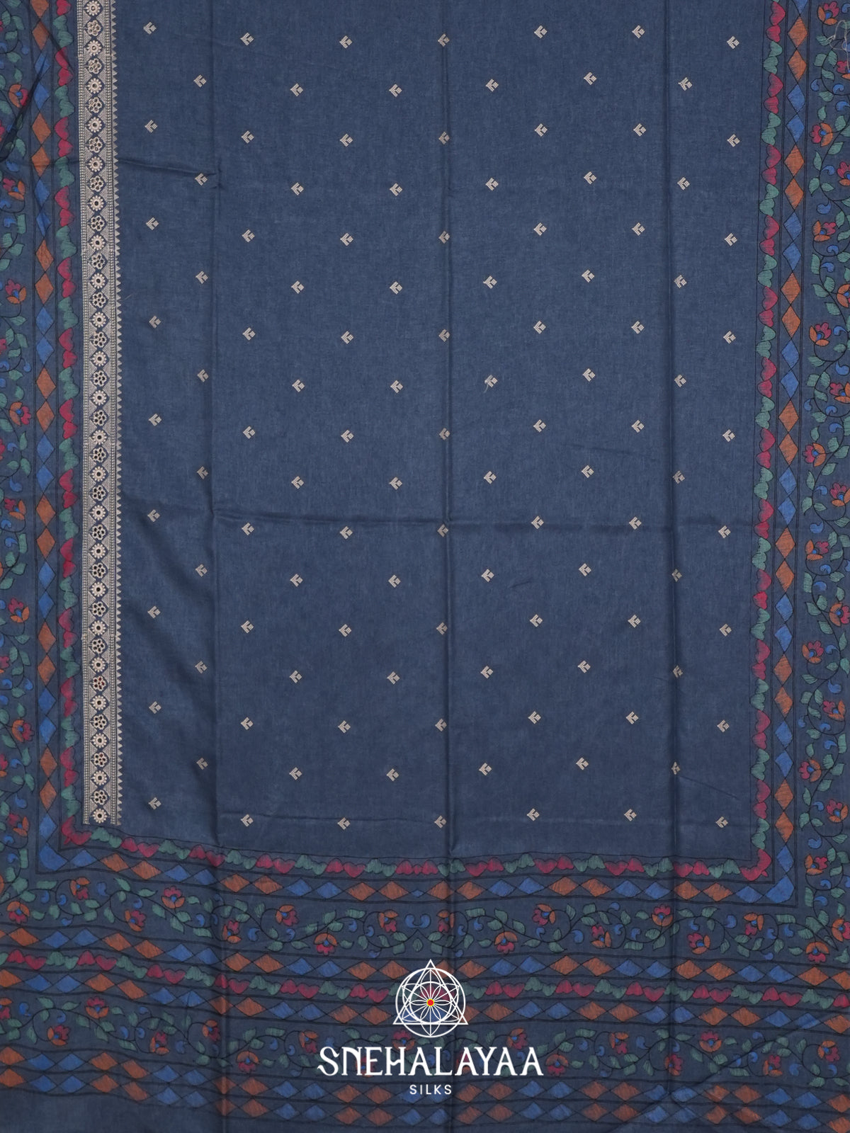 Ink Blue Tussar Saree