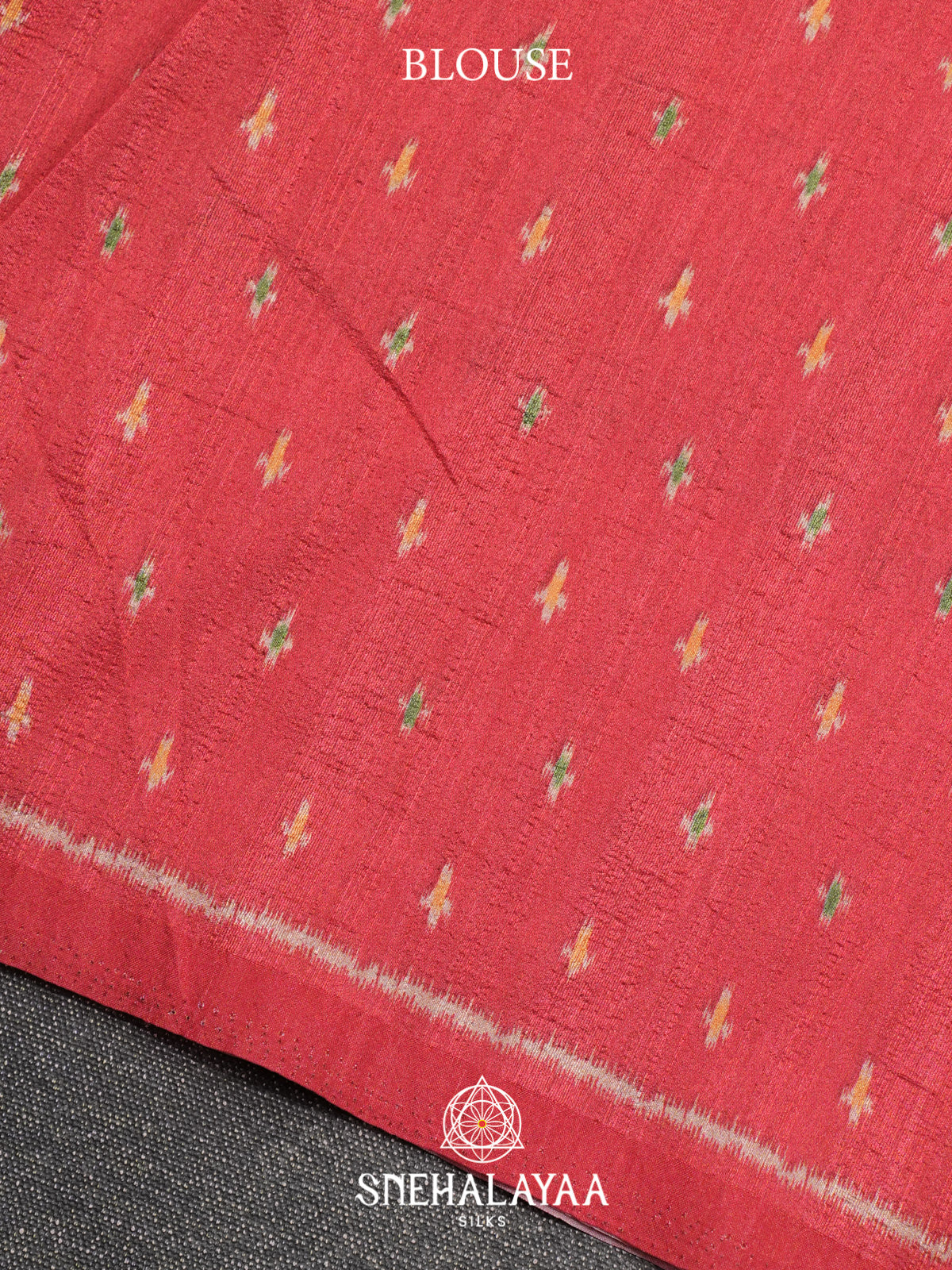 Black Floral Printed Tussar Silk Saree with Red Border