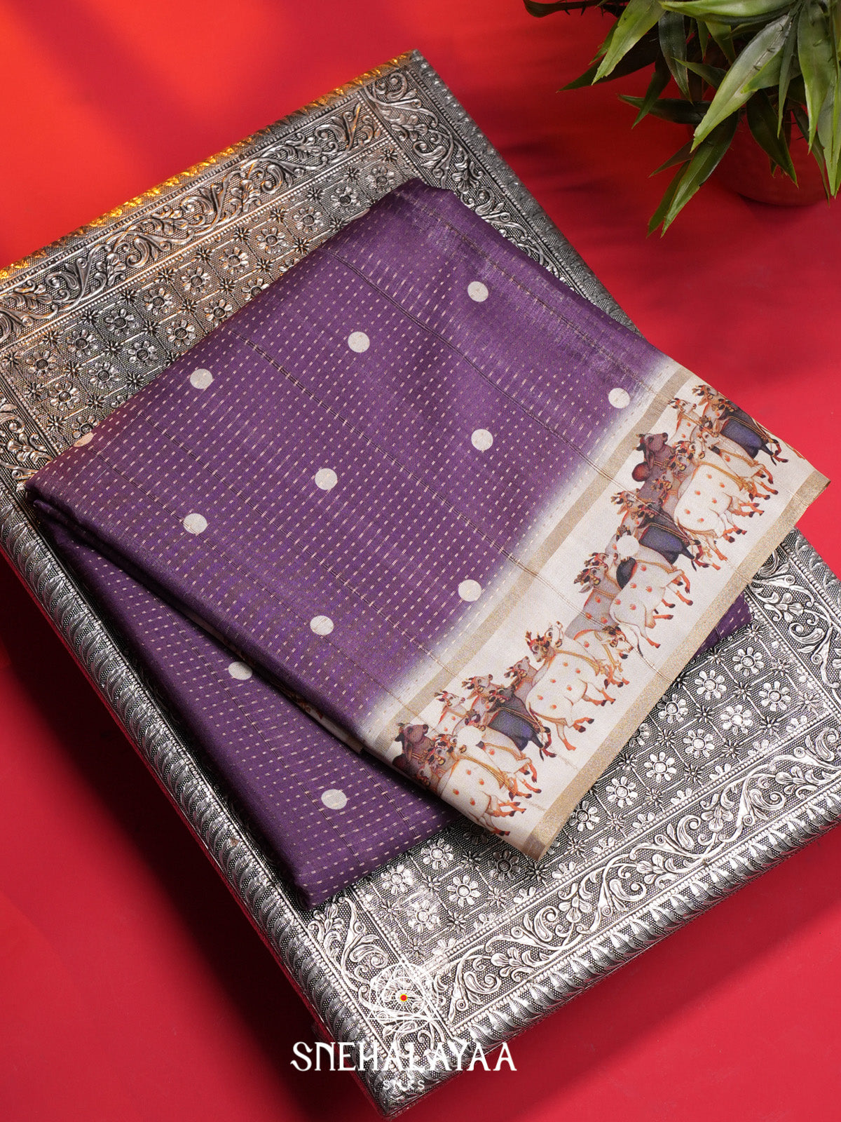 Plum Tussar Saree