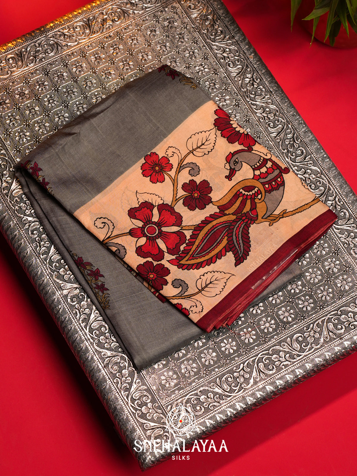 Grey  Tussar Saree