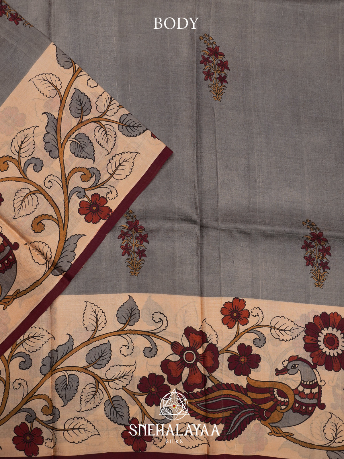 Grey  Tussar Saree