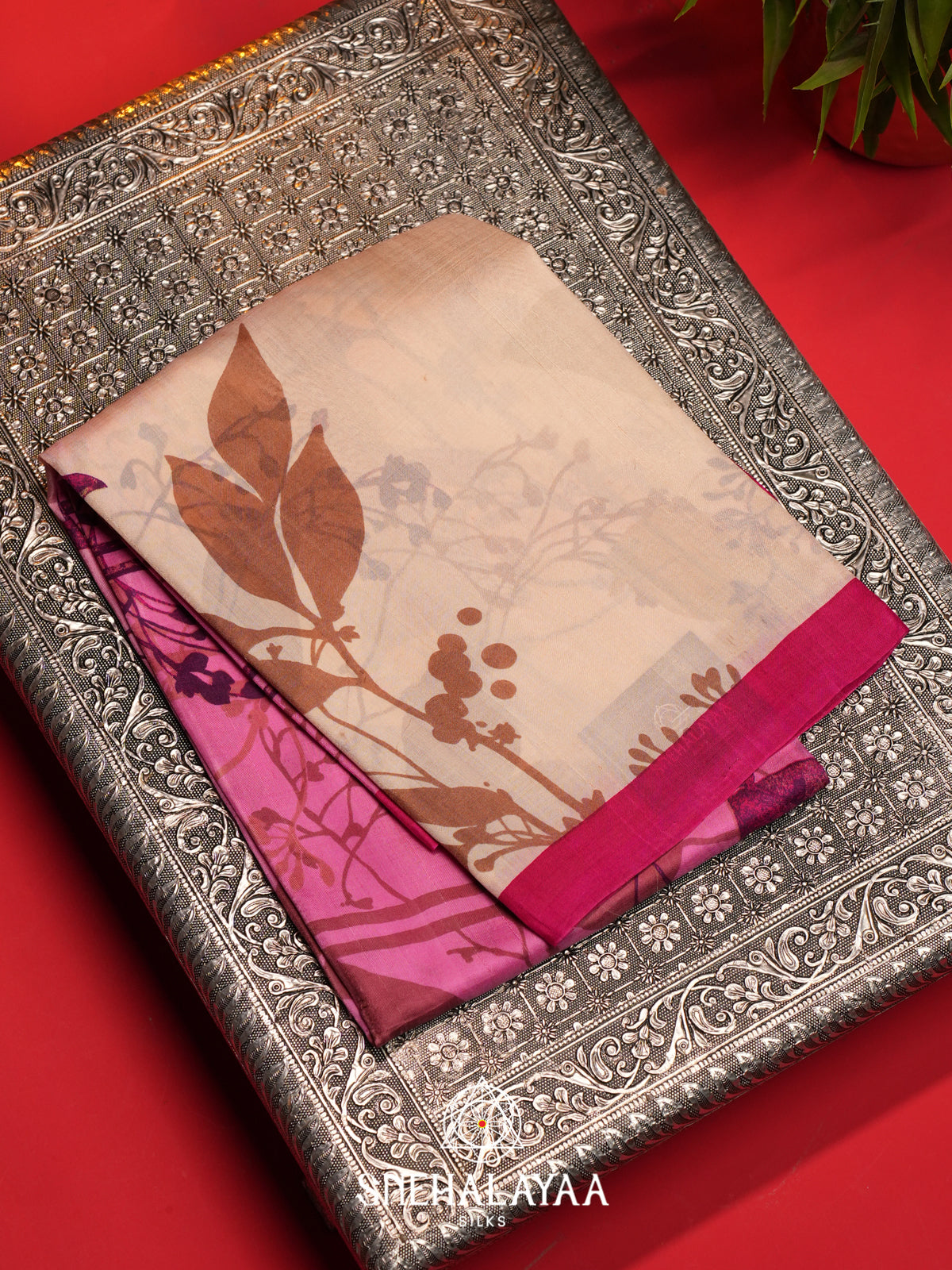 Pink  Tussar Saree