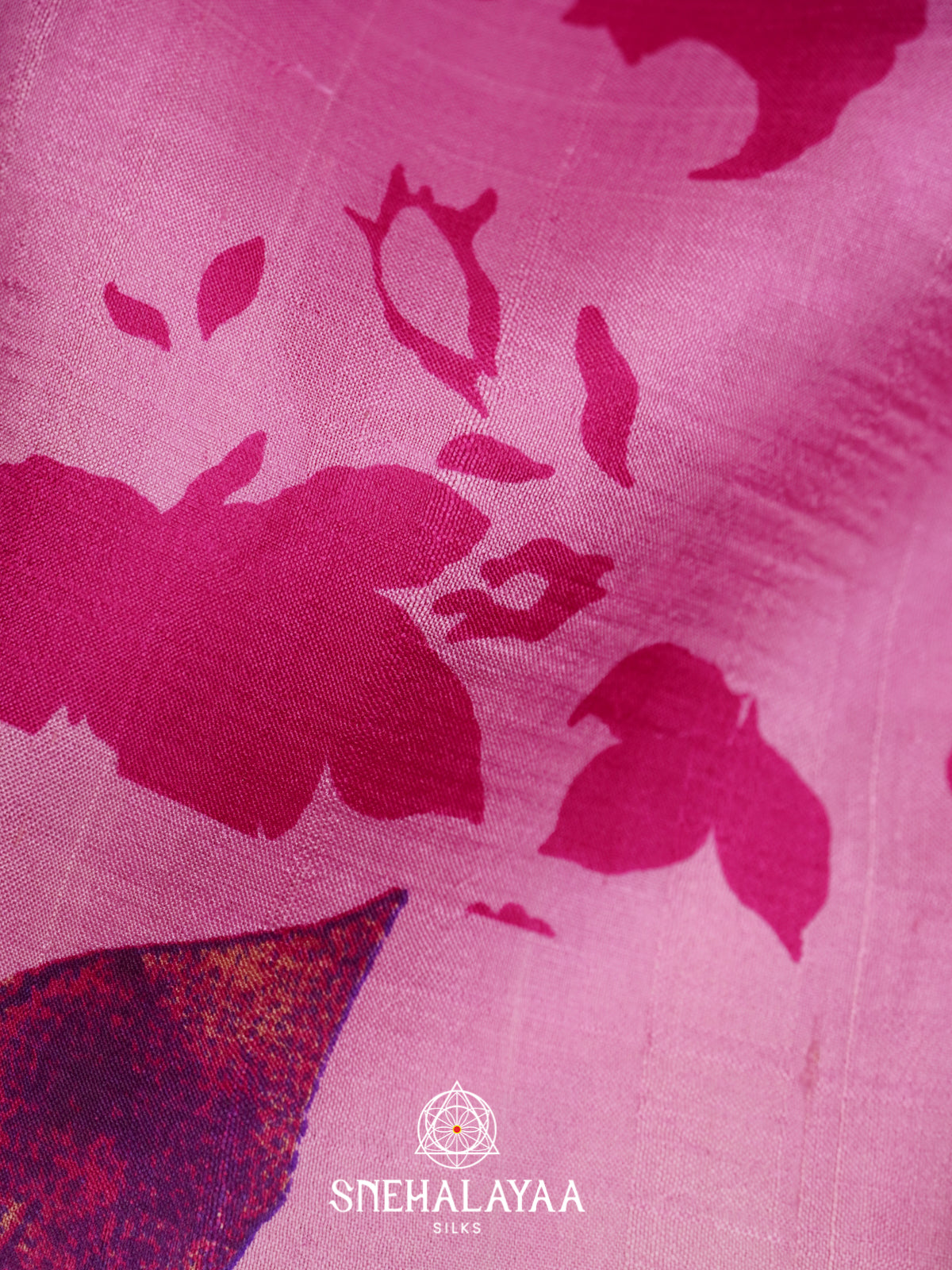 Pink  Tussar Saree