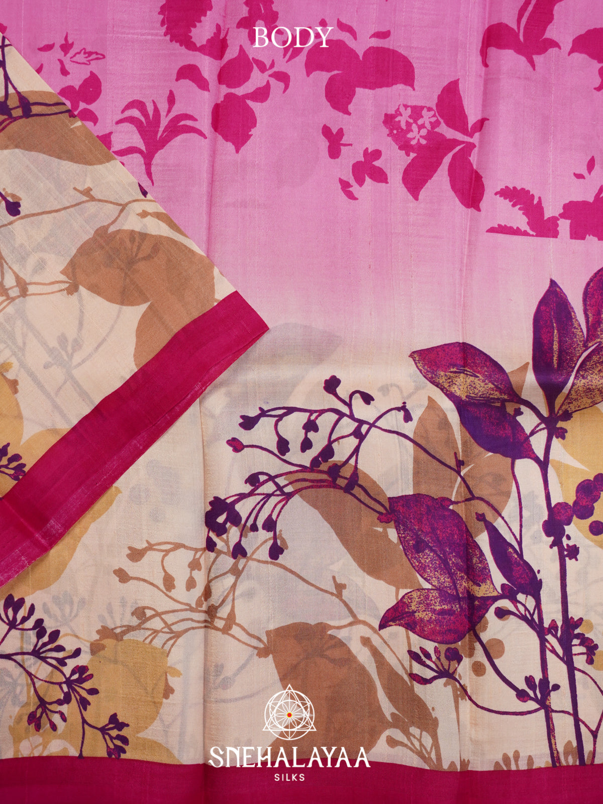 Pink  Tussar Saree