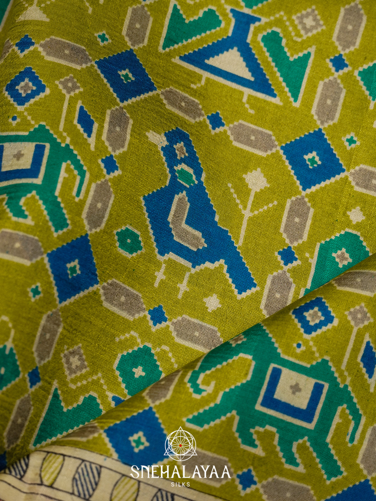 Parrot Green  Tussar Saree