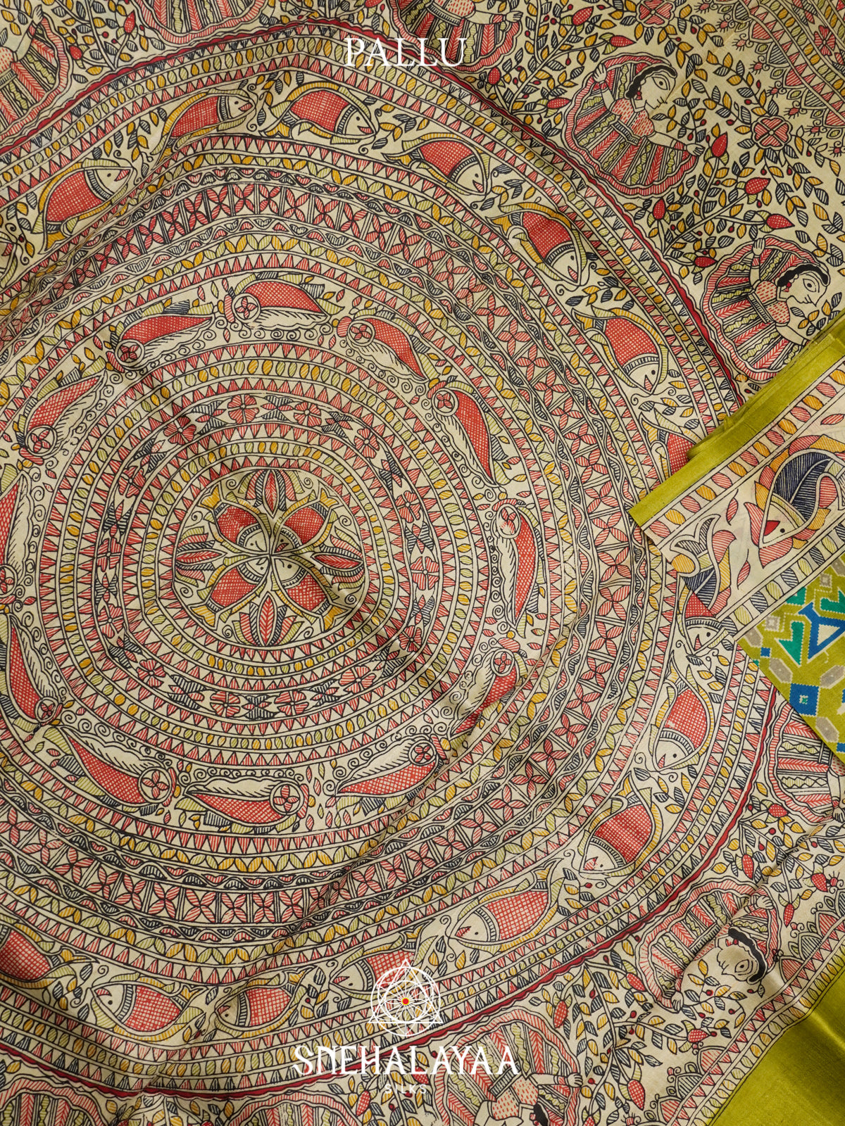Parrot Green  Tussar Saree