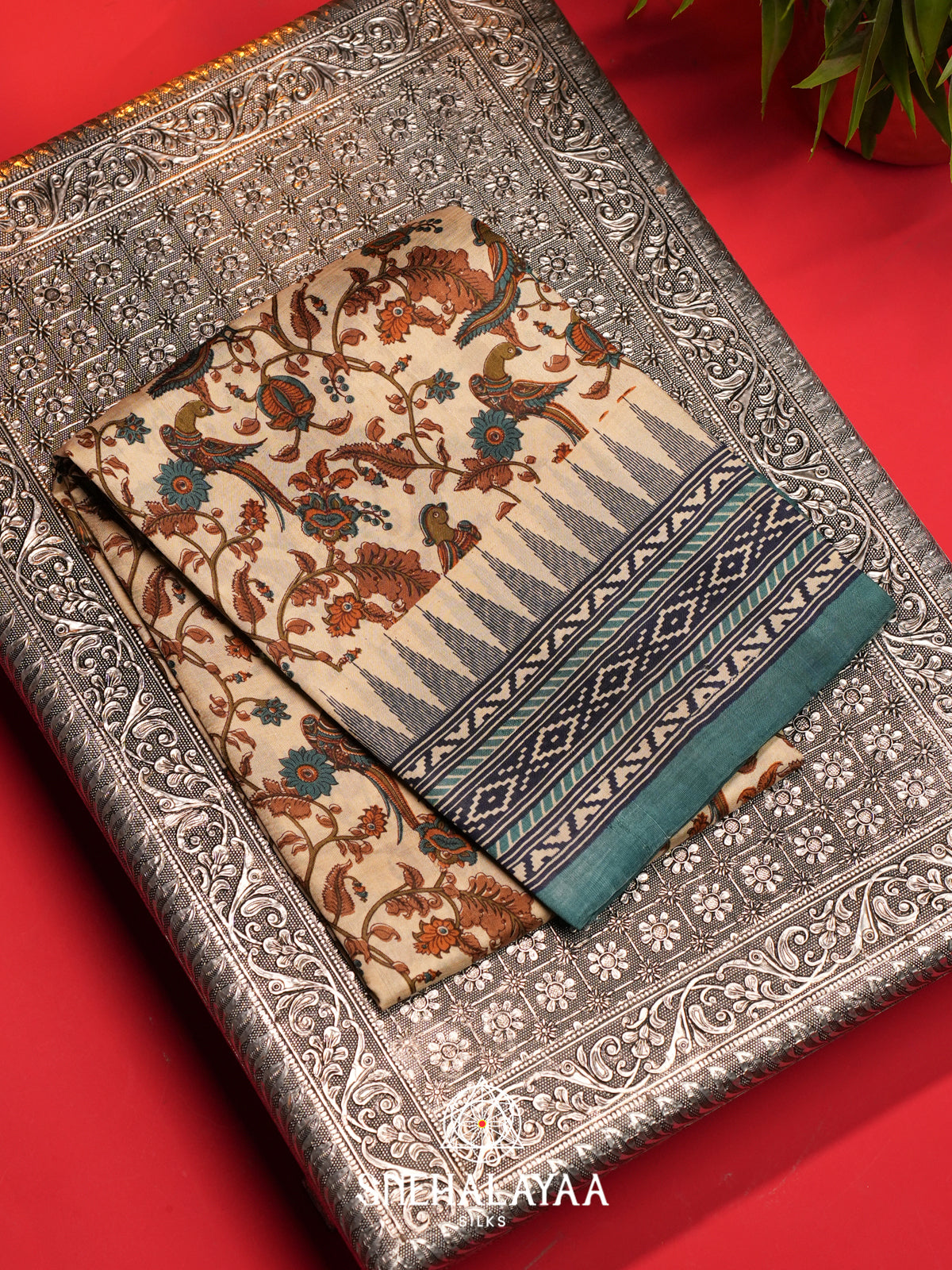 Beige  Tussar Saree