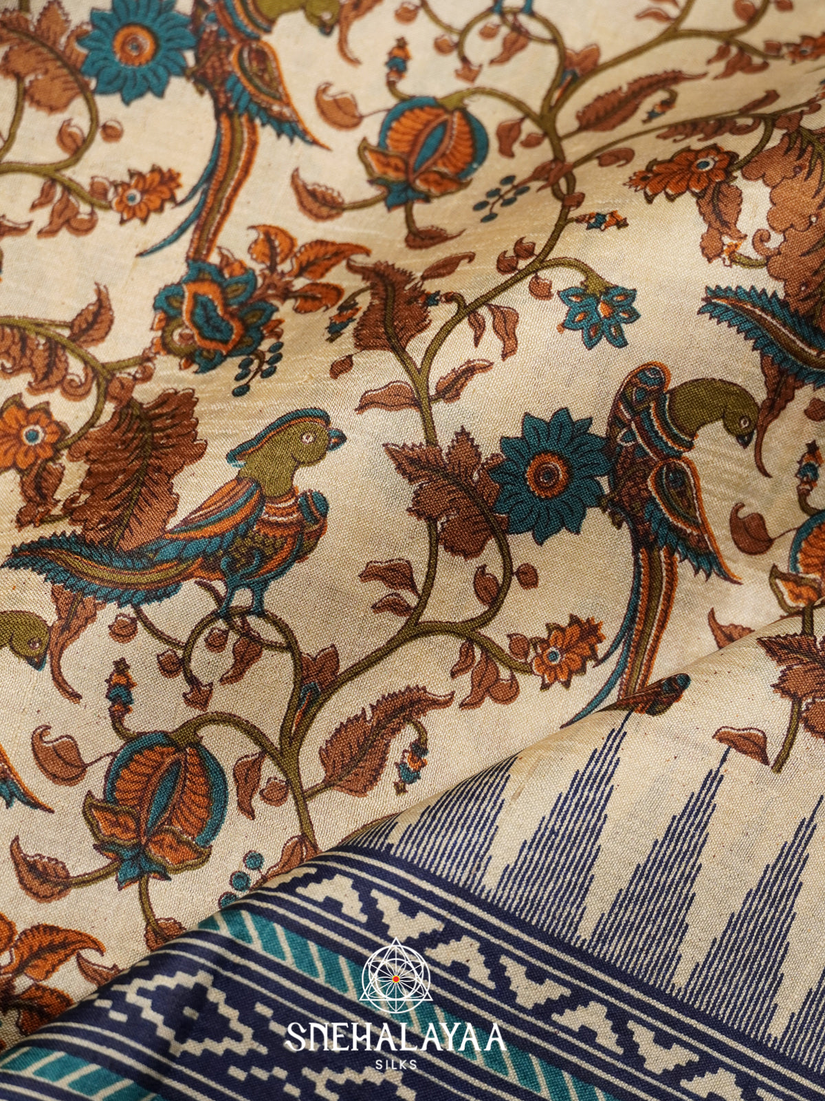 Beige  Tussar Saree