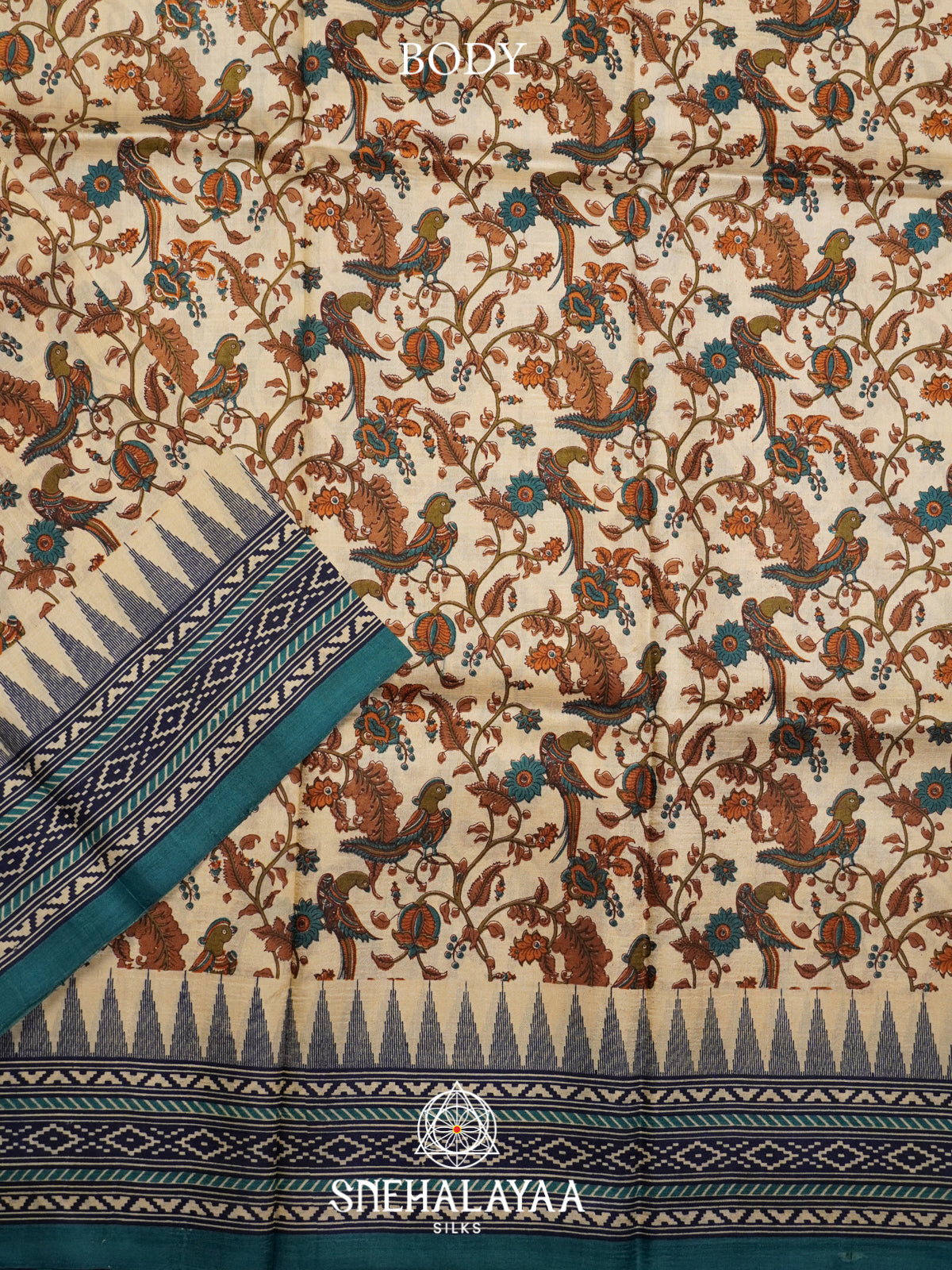 Beige  Tussar Saree