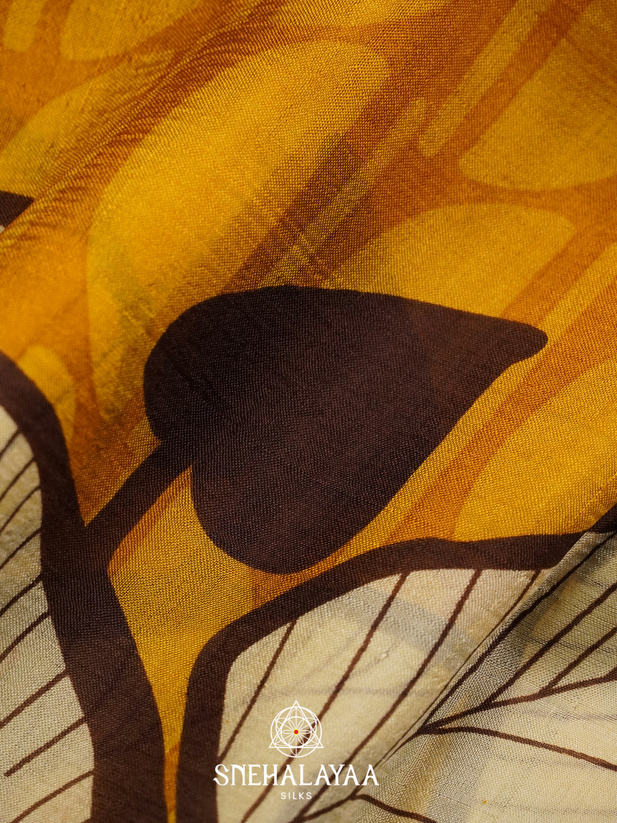 Mustard Yellow  Tussar Saree