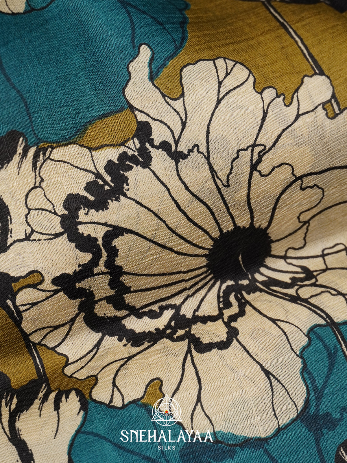 Olive Mustard  Tussar Saree