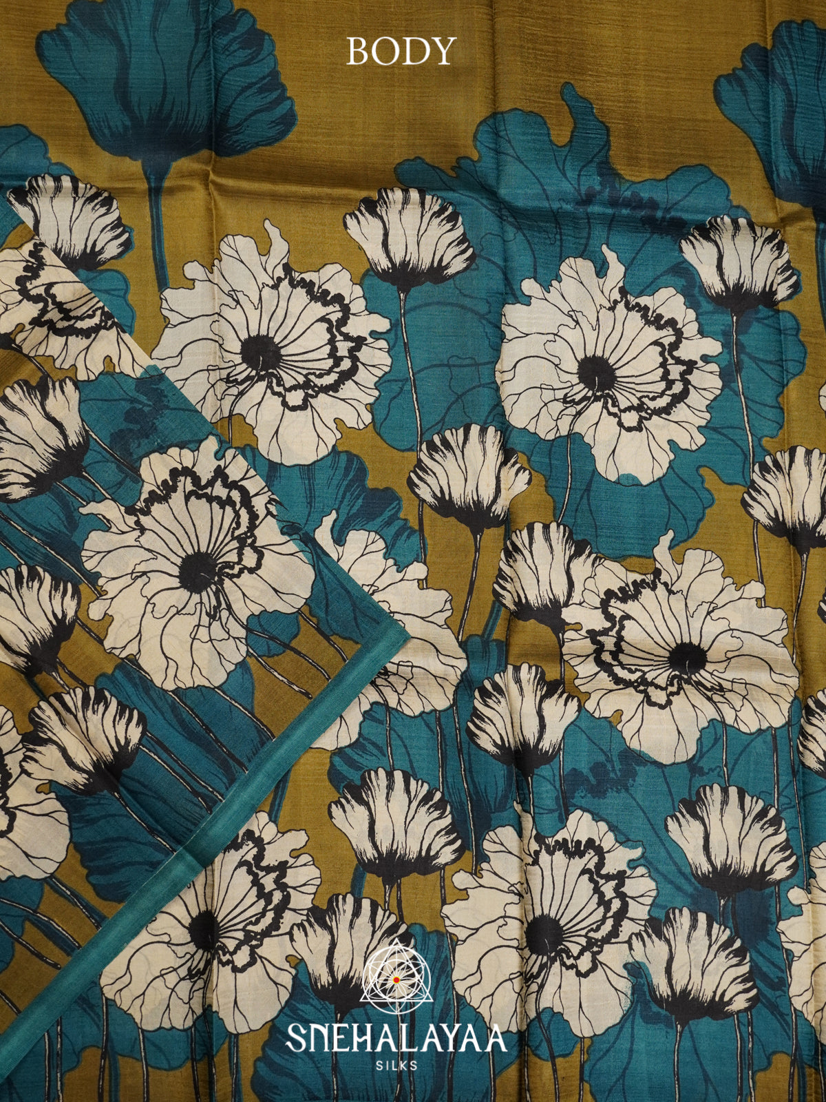 Olive Mustard  Tussar Saree