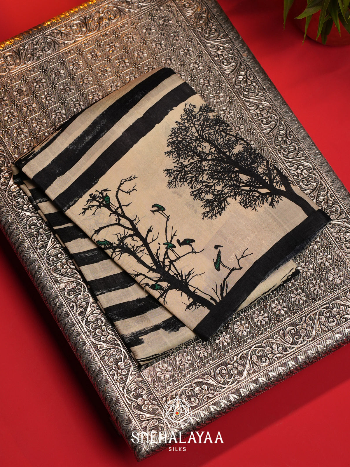 Off White  Tussar Saree