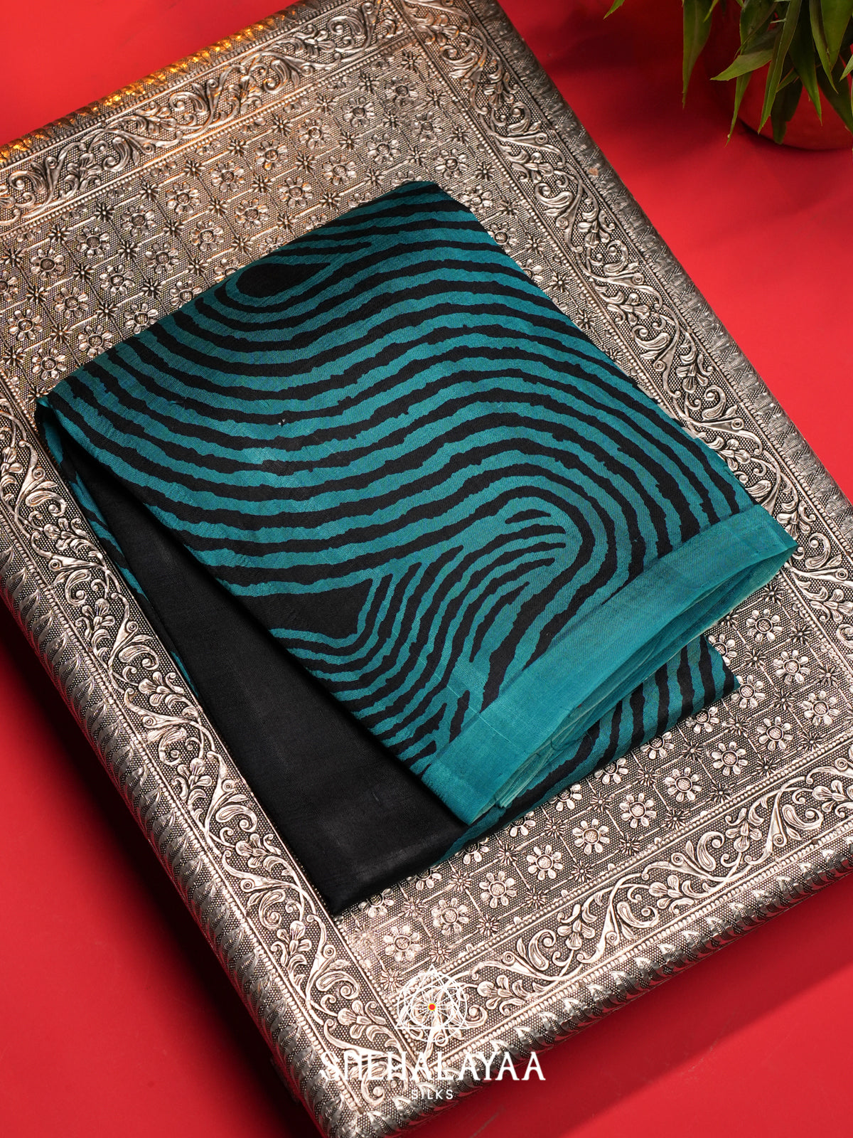 Navy Blue  Tussar Saree