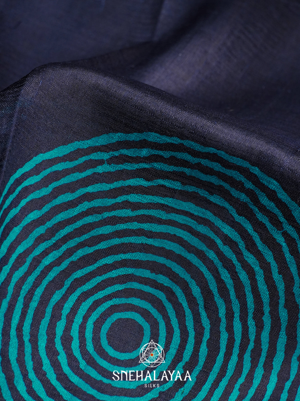 Navy Blue  Tussar Saree