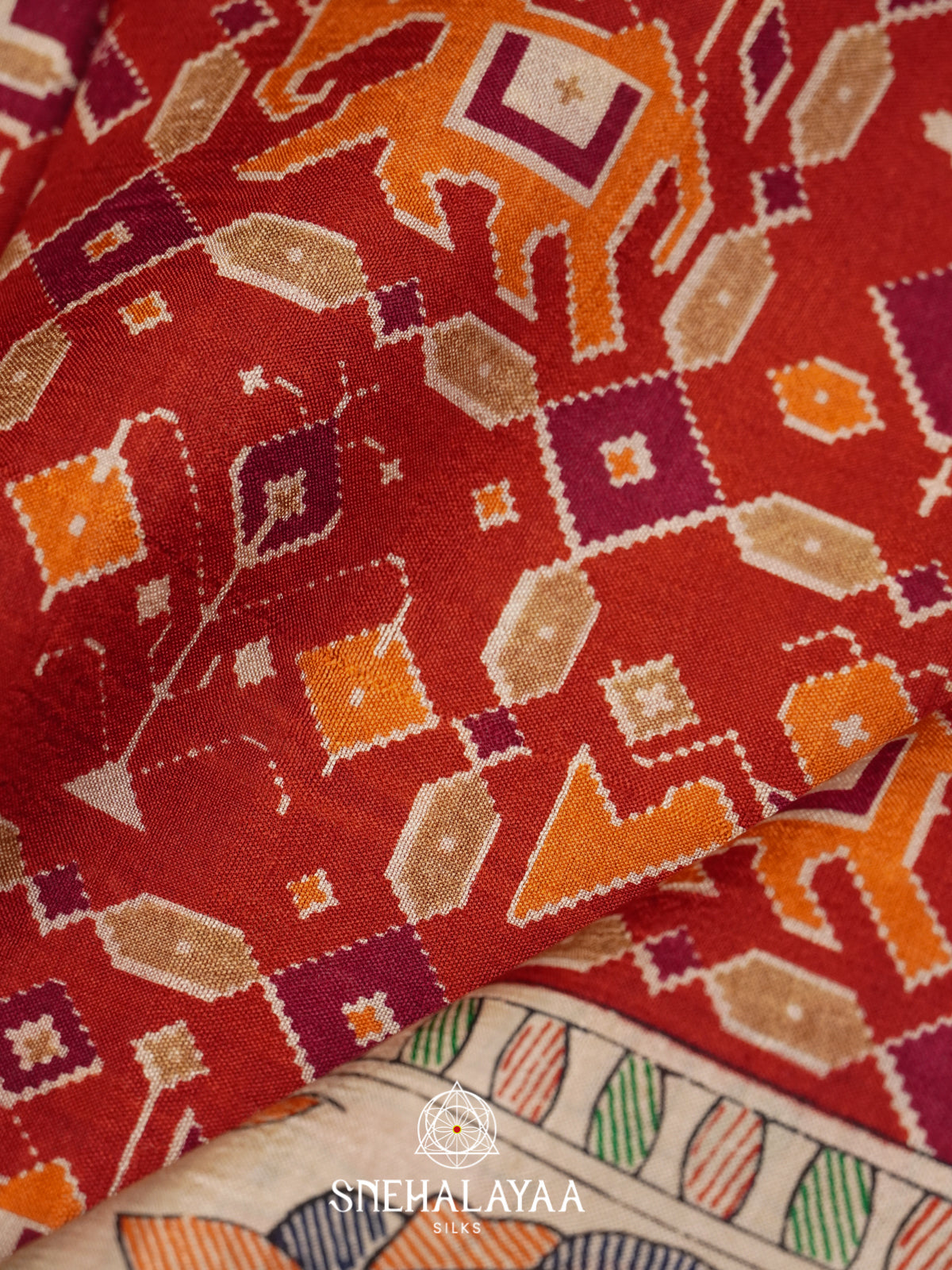 Red  Tussar Saree