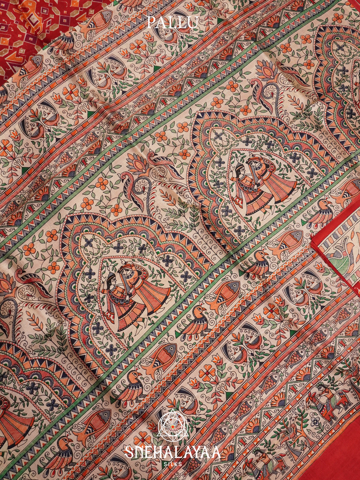 Red  Tussar Saree