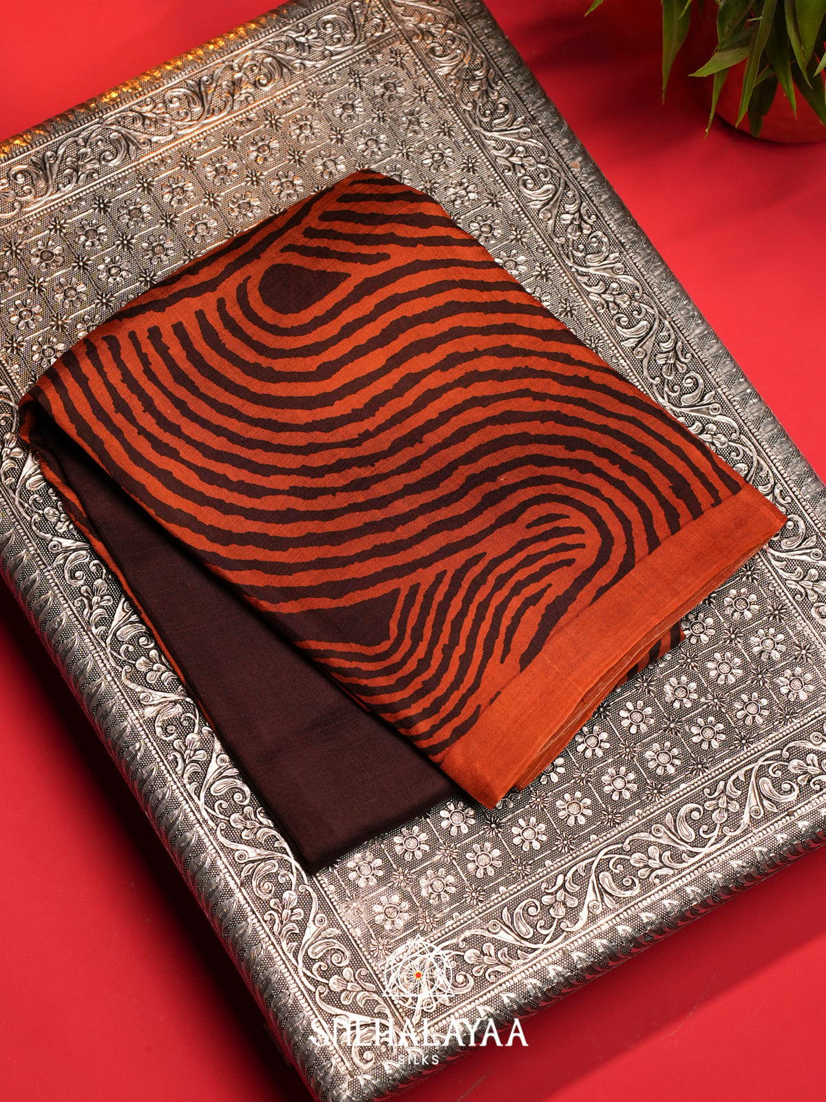 Maroon  Tussar Saree