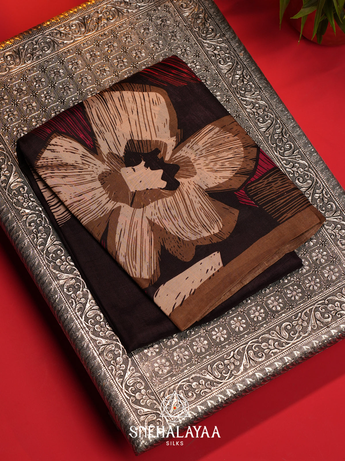 Wine  Tussar Saree