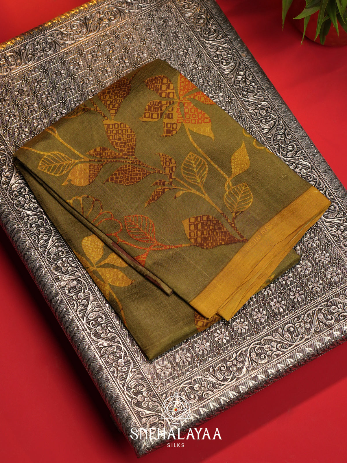 Olive    Tussar Saree